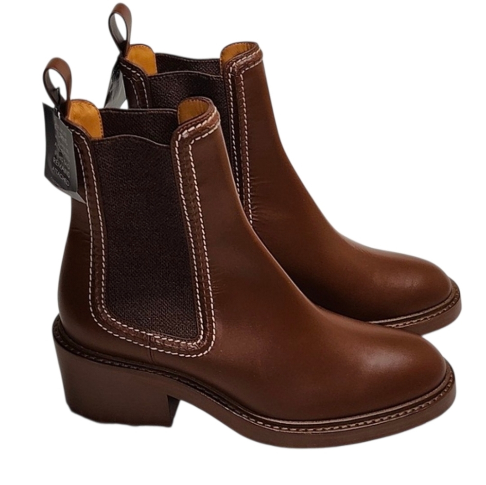 Chloé Mallo leather Chelsea ankle boots Chocolate  brown Size 38/8